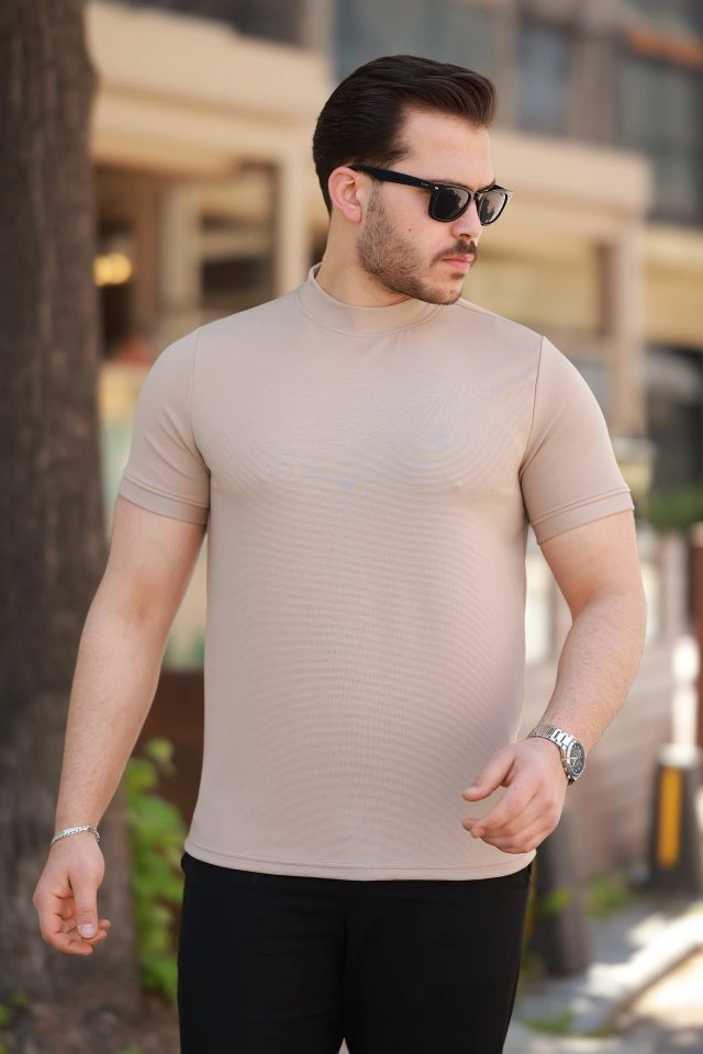 Erkek Yarım Balıkçı Yaka Kısa Kollu T-shirt