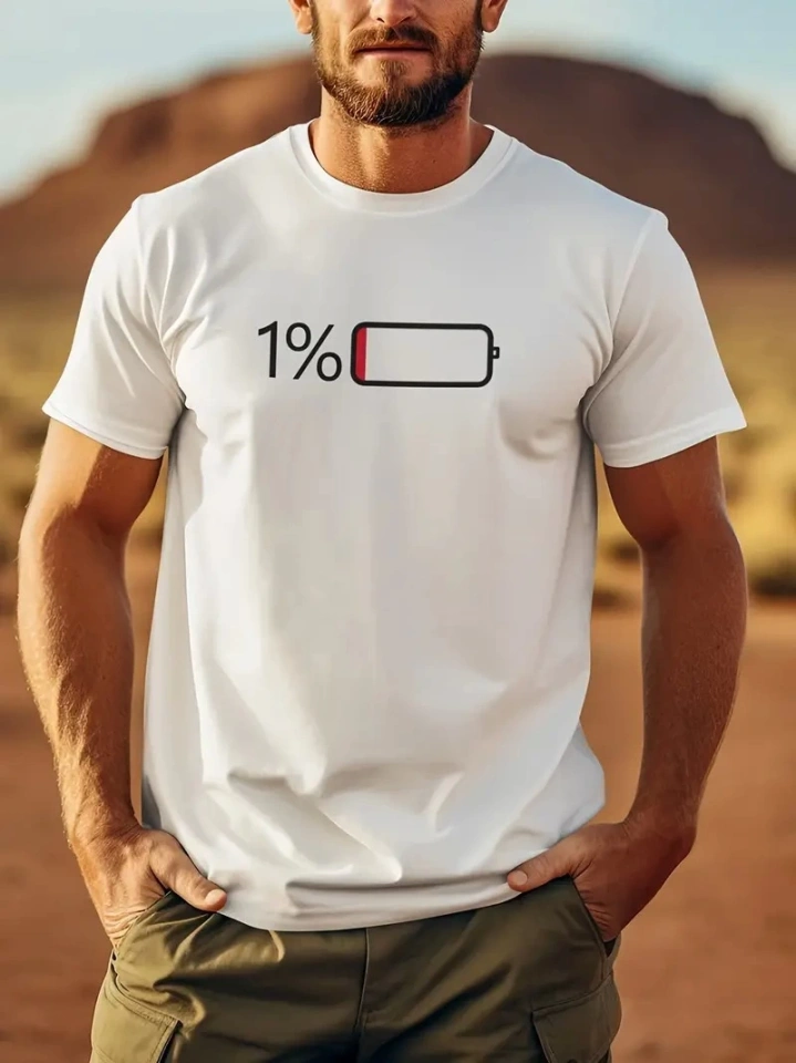 Baskılı Oversize Bisiklet Yaka T-shirt - Beyaz